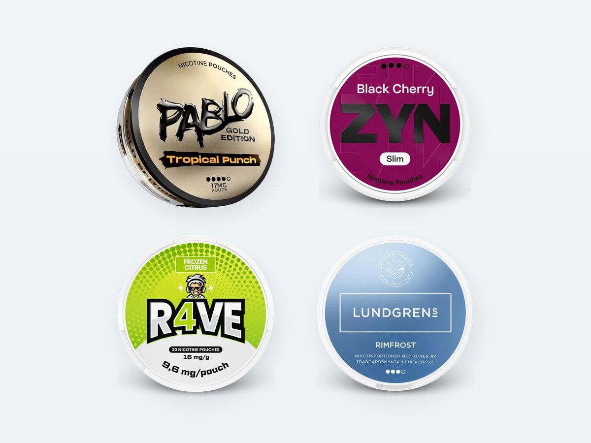 Nicotine pouches: Pablo, ZYN, RAVE, Lundgrens
