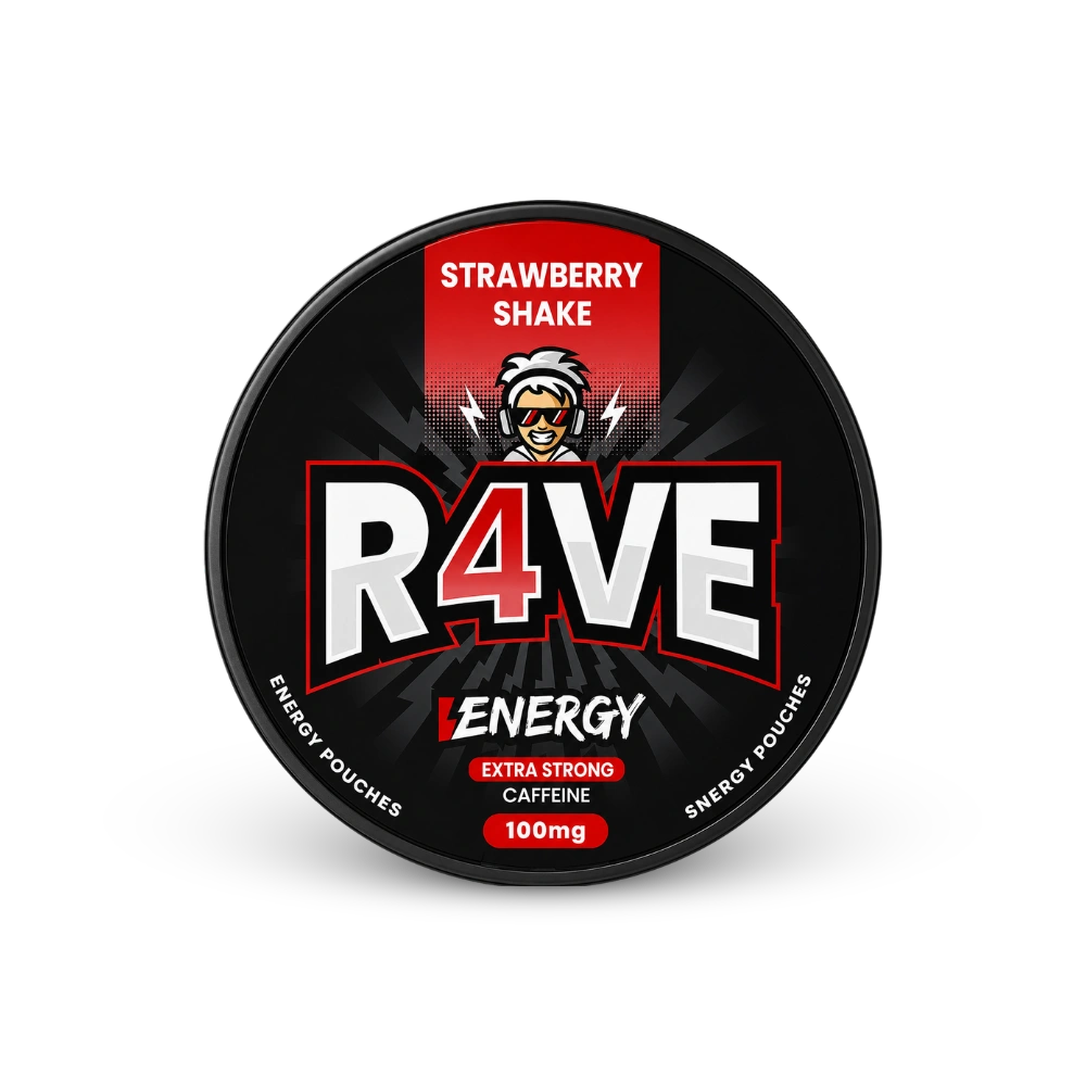 RAVE Energy Strawberry Shake 100mg – κουτί σακουλιών νικοτίνης
