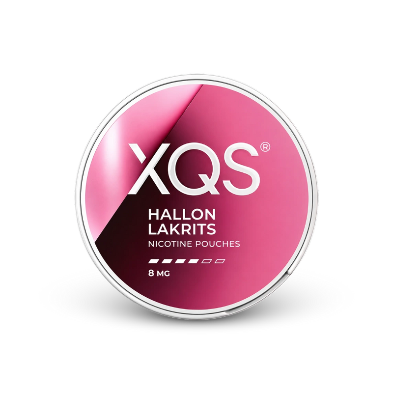 XQS Hallon Lakrits Slim Strong – κουτί σακουλιών νικοτίνης